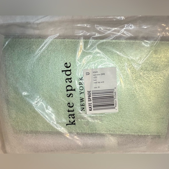 Kate Spade Lucy Metallic Medium L-zip Wristlet in Seawater - Picture 4 of 5